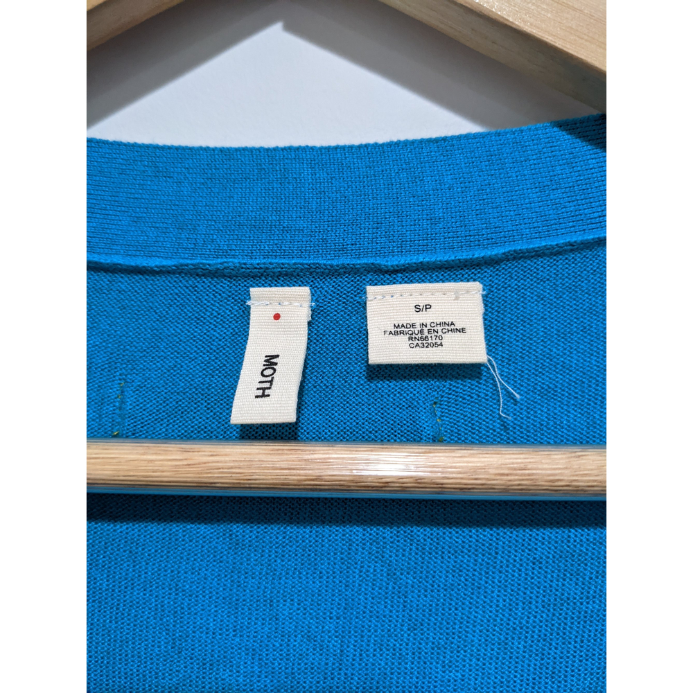 Anthropologie Moth Teal Blue Ruffle Cardigan Size Small - Picture 3 of 6